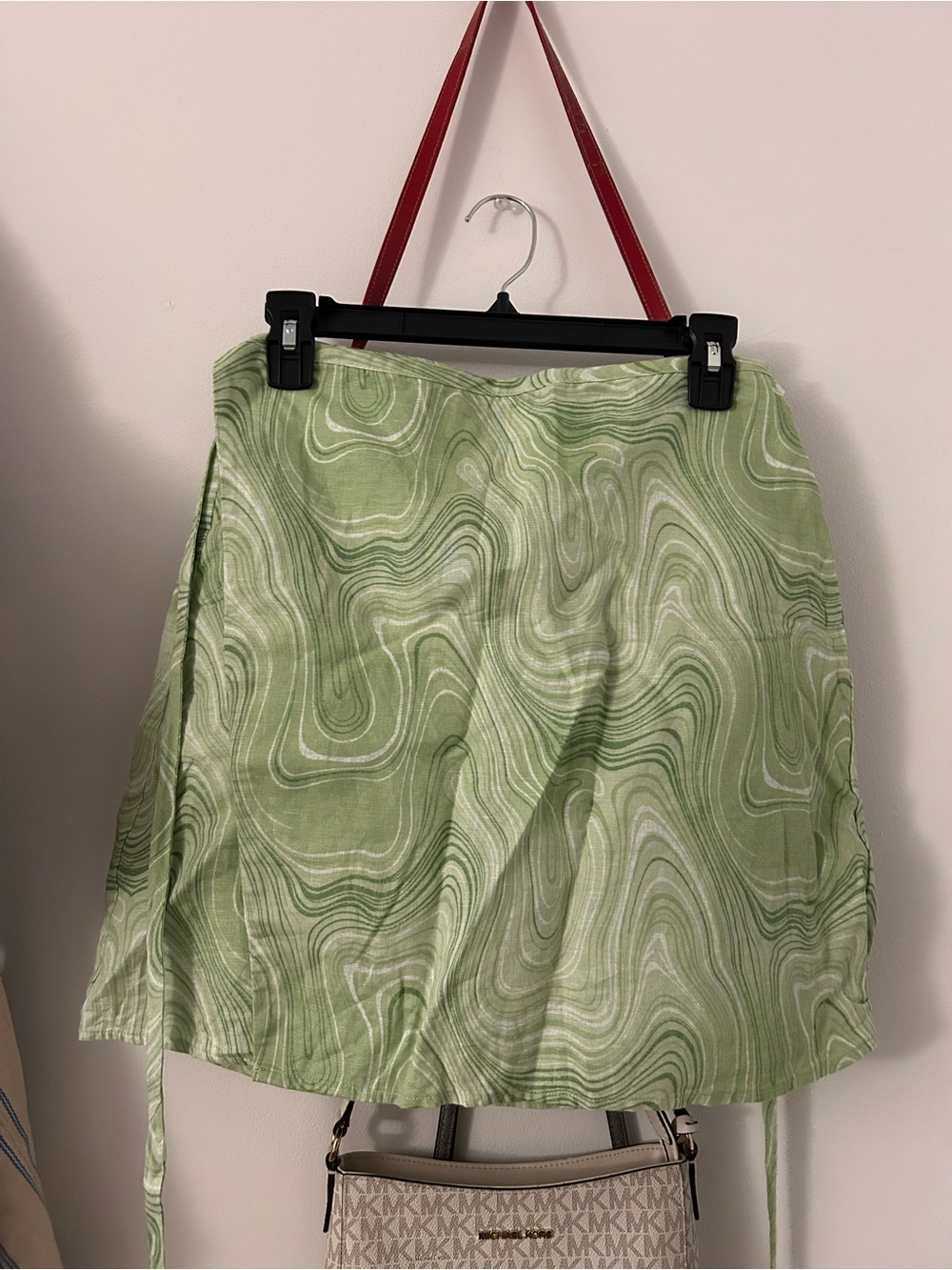Light Green Swirl Print Wrap Skirt